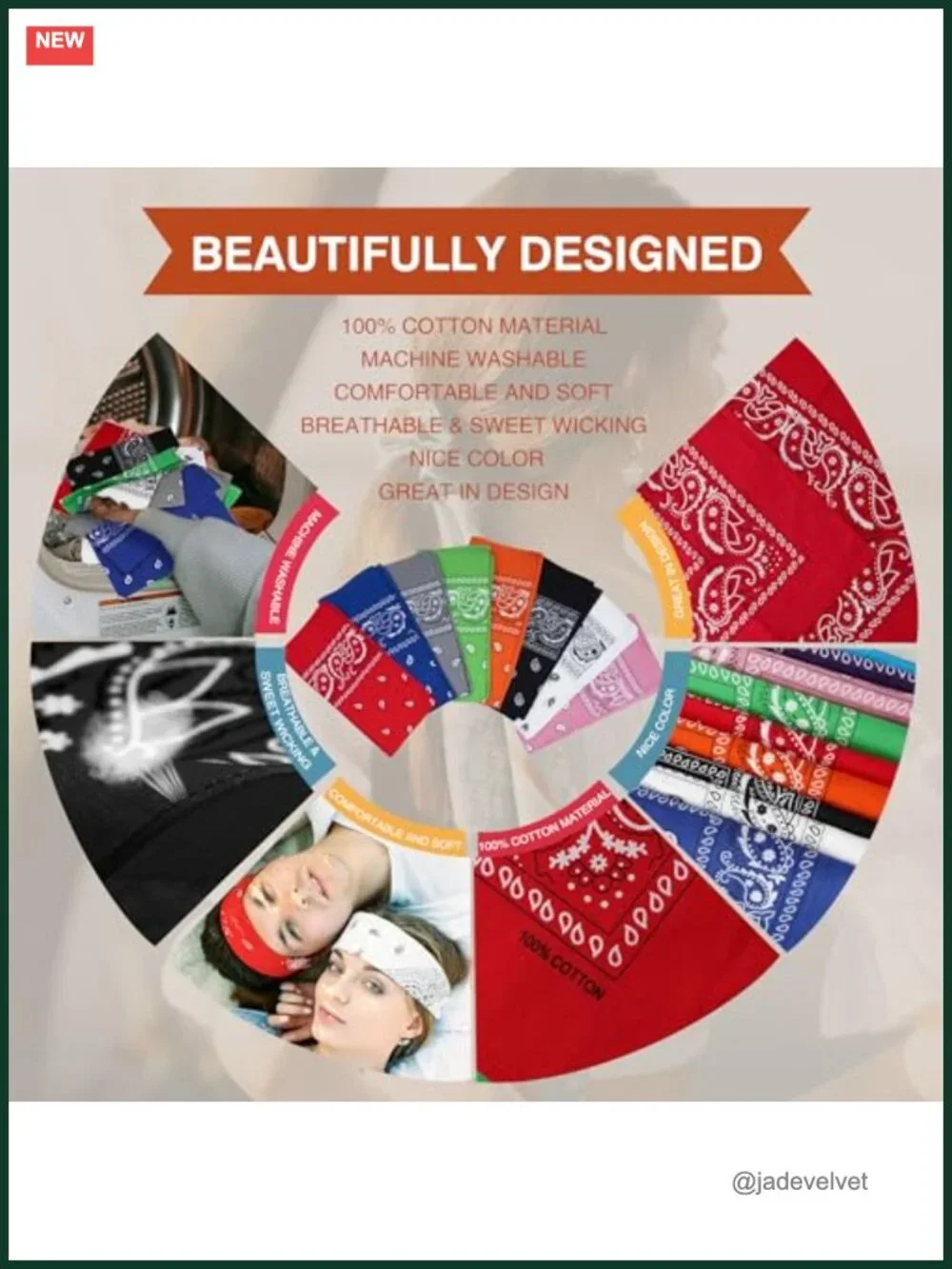 3-Pack 100% Cotton Paisley Bandanas 22